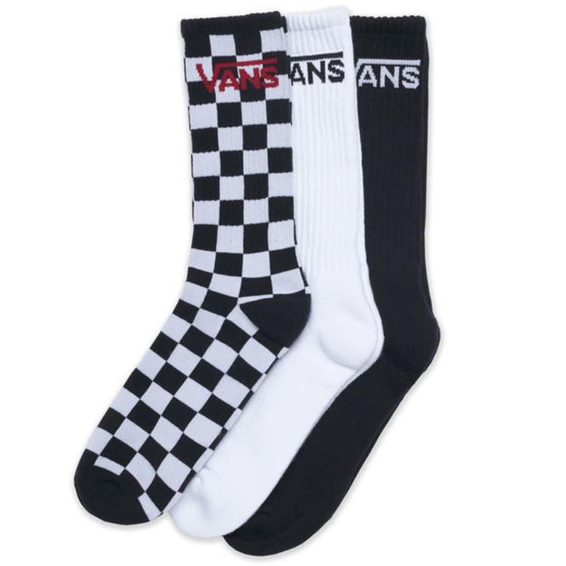 Vans Classic Crew Socks 3 Pack – Assorted Black Checkerboard