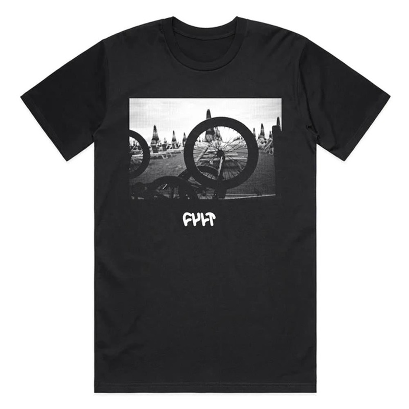 Cult Wheels T-shirt – Black-Medium & Large & XX Large & X Large