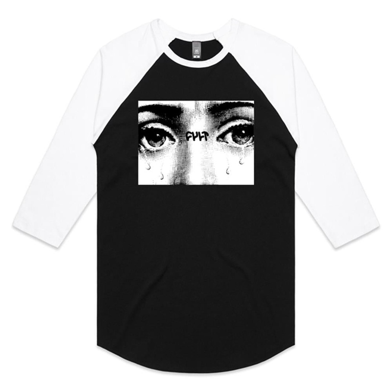 Cult So Sad V2 Raglan T-shirt – Black and White