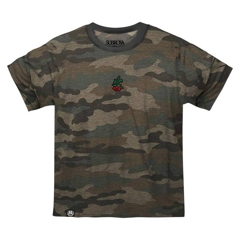 Subrosa Rose Embroidery Youth T-Shirt – Camo