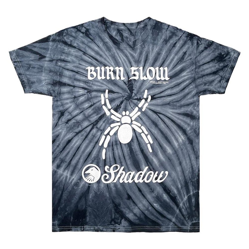 Burn Slow x Shadow Riding Gear Spider Logo T-shirt – Black Tie-Dye