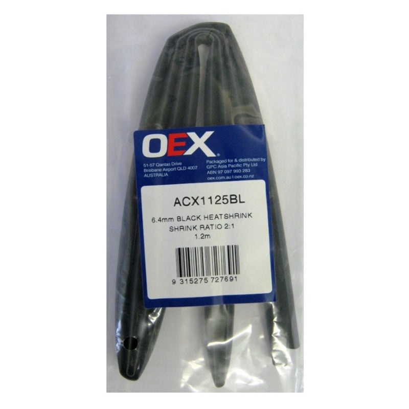 Heat Shrink 6.4mm Black-HEATSHRINK BLACK 6.4MM X 1.2 METRE (EA)