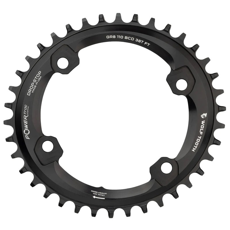 Wolf Tooth Components Elliptical Chainring for Shimano GRX – 42t, 110mm Asymmetric BCD, 4-Bolt