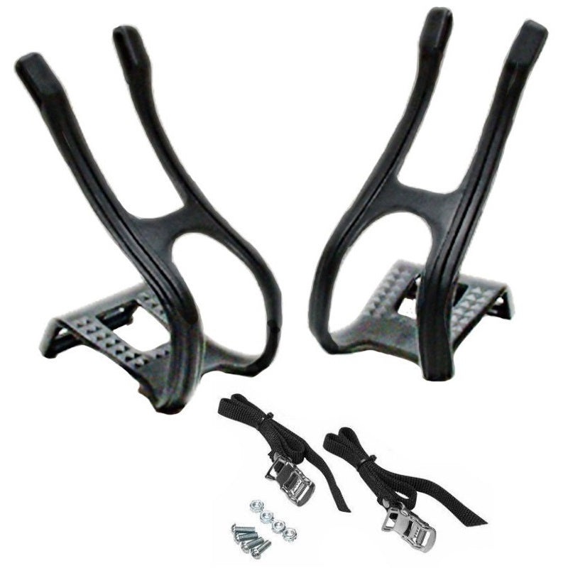 Toe Clips & Straps-TOE CLIP & STRAP WELLGO MTB RESIN BLACK T11/W2 (PR)