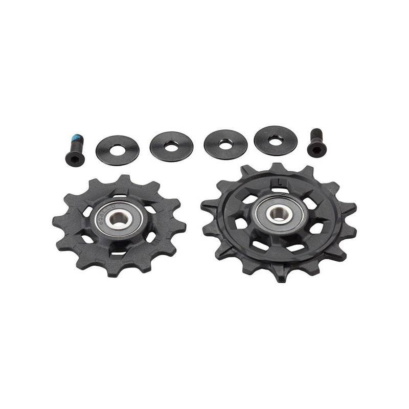 SRAM GX Eagle Pulley Kit-SRAM Rear Derailleur Pulley Kit GX Eagle / Apex Eagle – (Includes 12 Tooth Upper and 14 Tooth Lower Pulley, 12.5mm and 14mm Pulley Bolts)