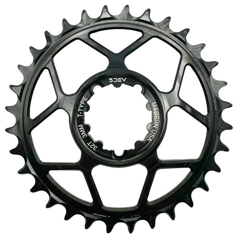 5Dev T-Type 3-Bolt Chainring 3mm Offset 30t Black