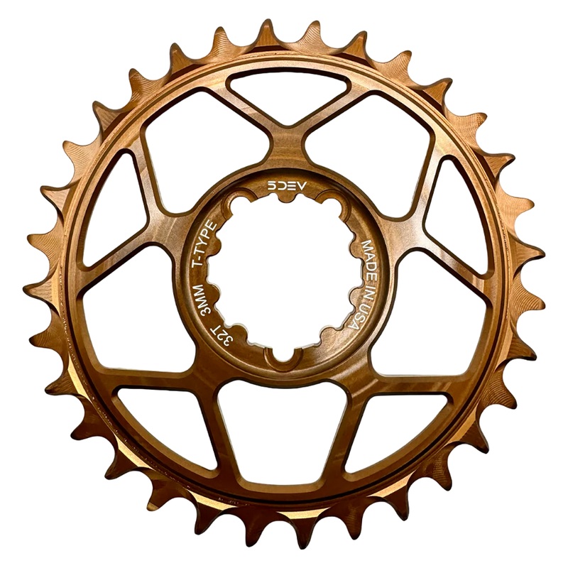 5Dev T-Type 3-Bolt Chainring 3mm Offset 30t Kashima