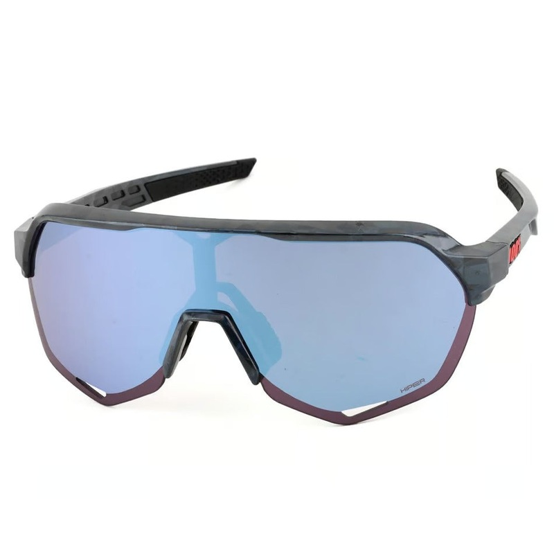 100% Sunglasses S2 Black Holographic Hiper Blue