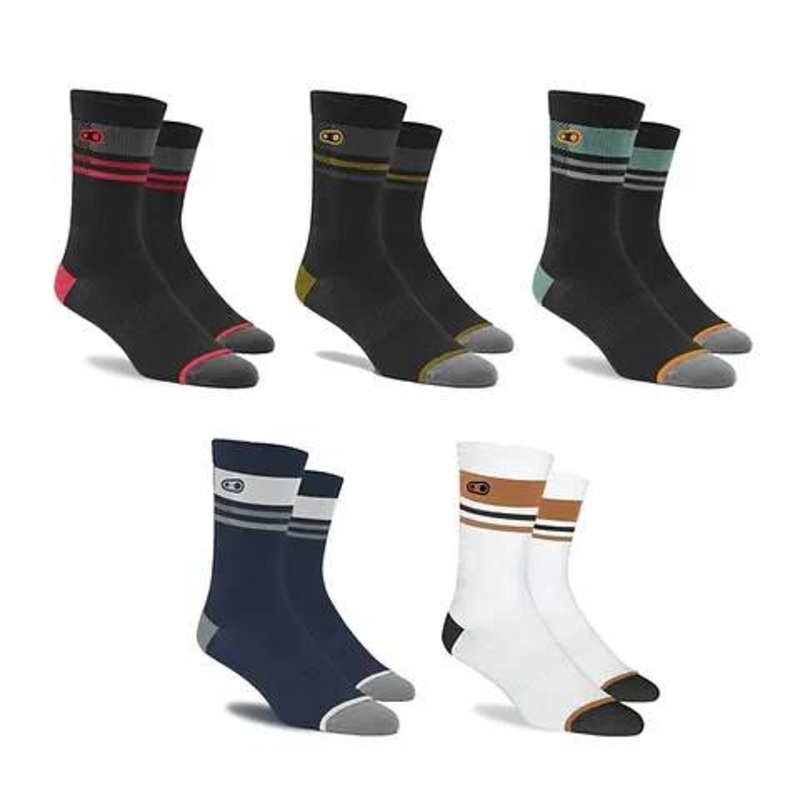 Crank Brothers Socks Icon-Black/Gold & Black/Red/Grey & Black/Org/Grn & Navy Blue/White & White/Brown/Black-S/M & L/XL