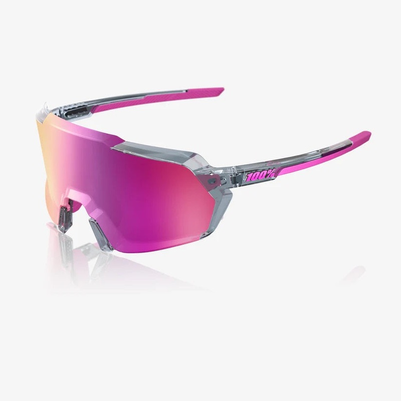 100% Eyewear Korbin – Polished Translucent Grey [Tokyo Night] – Purple Multilayer Mirror Lens