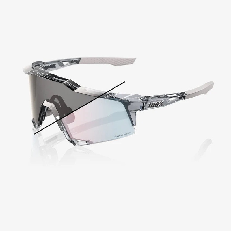 100% Sunglasses Speedcraft – Polished Translucent Grey – Rose Gold Mirror Photochromic Lens