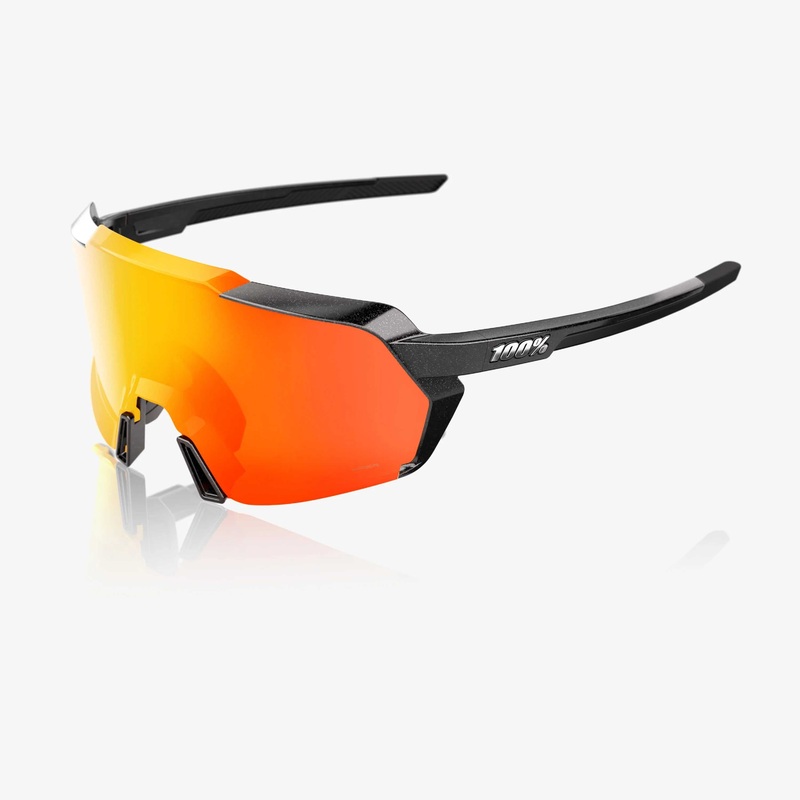 100% Sunglasses Korbin Gloss Metallic Black Hiper Red Multilayer Mirror