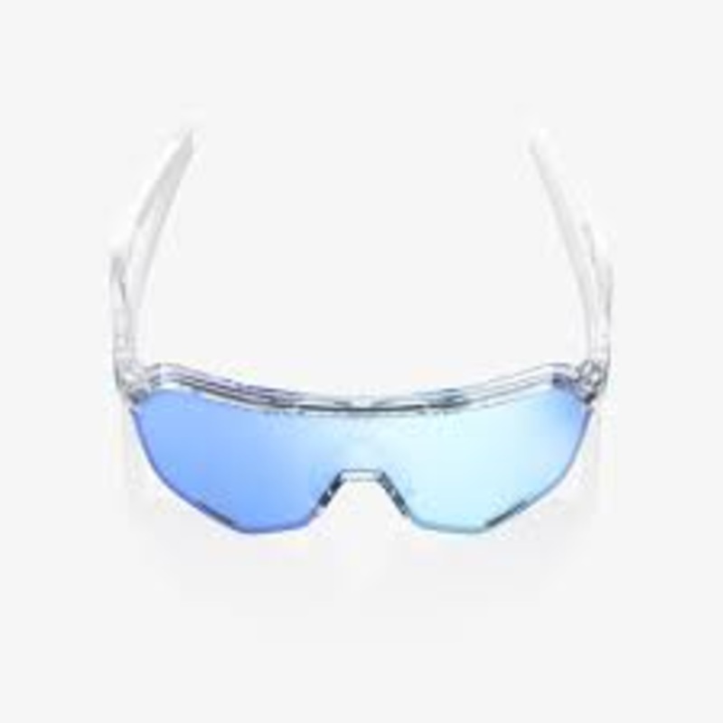 100% Sunglasses S2 Polished Translucent Clear- Hiper Blue