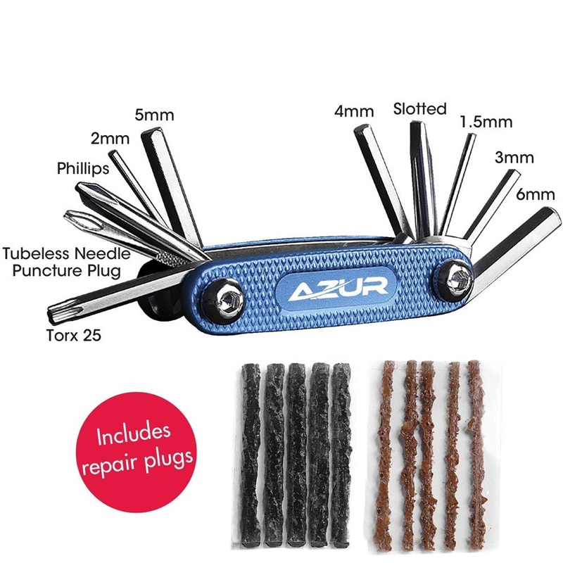 Tool Azur 10 Function Tubeless Folding Multitool with Plugs