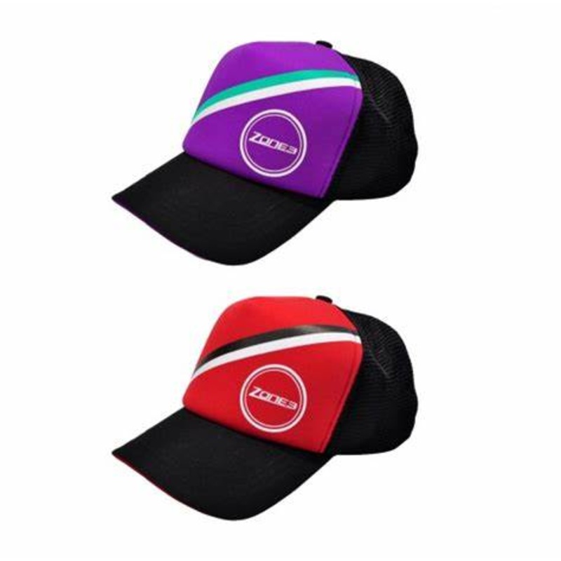 Zone3 Triathlon Trucker Hat-Purple & Red