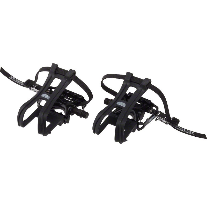 Dimension Compe Combo Pedals/Toe Clip Combo – Aluminum, 9/16, Black