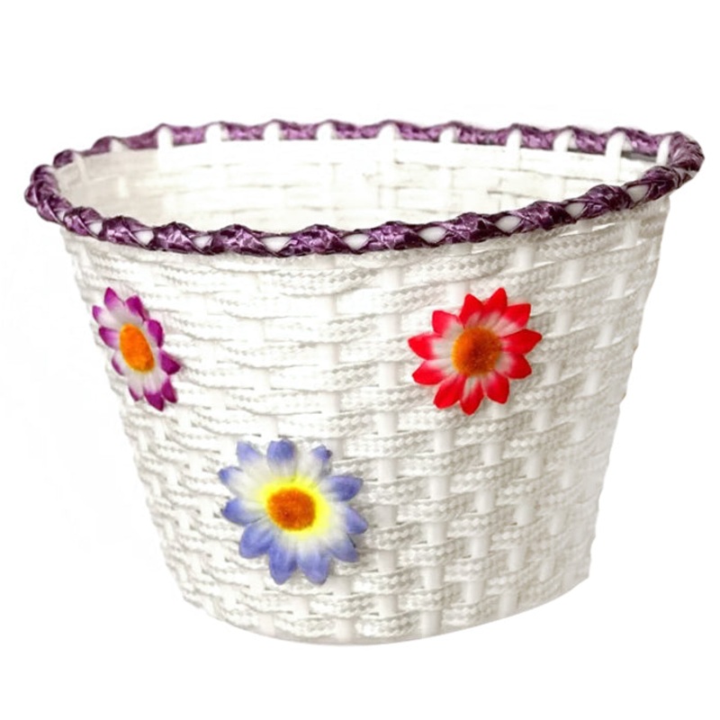 Kids Plastic Front Basket Flower – Light Purple Rim