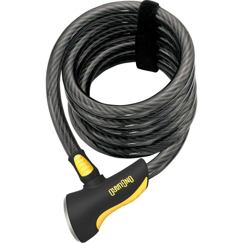 OnGuard Doberman Cable Lock with Key: 6′ x 12m, Gray/Black/Yellow