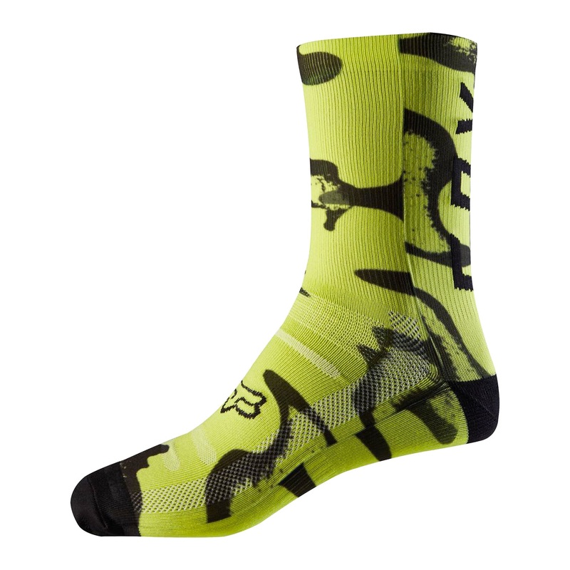 Fox 8 Print Socks-Fluro Yellow-L/XL