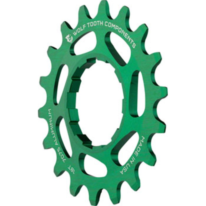 Wolf Tooth Single Speed Aluminum Cog: 18T, Compatible with 3/32 Chains, Green