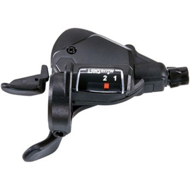 microSHIFT TS39 Left Thumb-Tap Shifter – Double, Optical Gear Indicator, Shimano Compatible, Black
