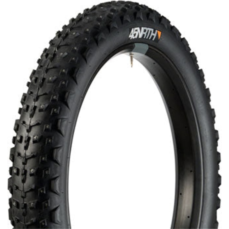 45NRTH Dillinger 4 Tire – 26 x 4, Tubeless, Folding, Black, 120 TPI, 240 Concave Carbide Aluminum Studs