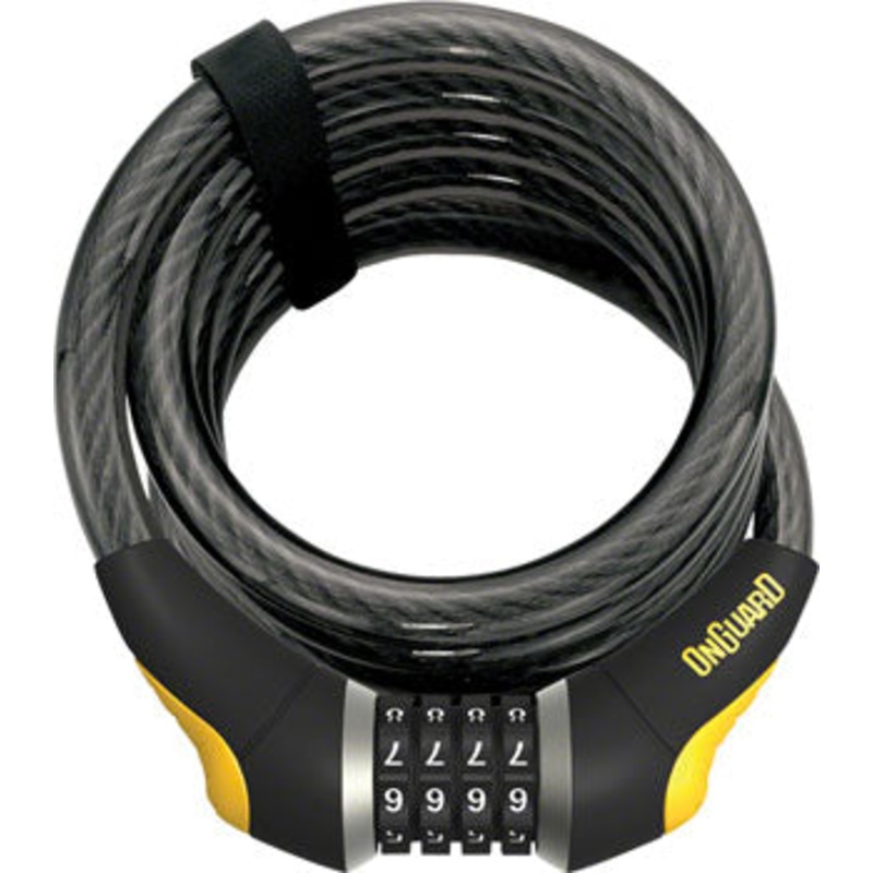 OnGuard Doberman Combo Cable Lock: 6′ x 15mm, Gray/Black/Yellow