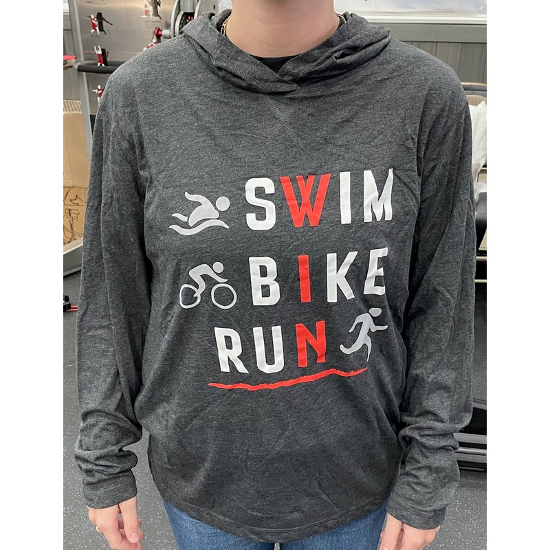 Playtri Men’s Swim Bike Run Long-Sleeved Shirt Charcoal Heather