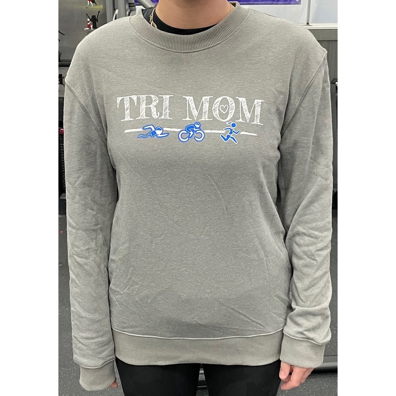 Playtri Women’s Tri Mom Primease Crey Sweatshirt Gray Heather