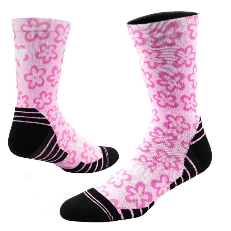 VERSUS Pink Flower Power Active Crew Socks
