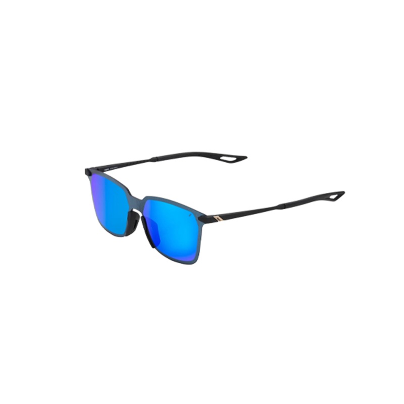 100% Sunglasses Legere Square Soft Tact Black – HiPER Blue Mirror Lens