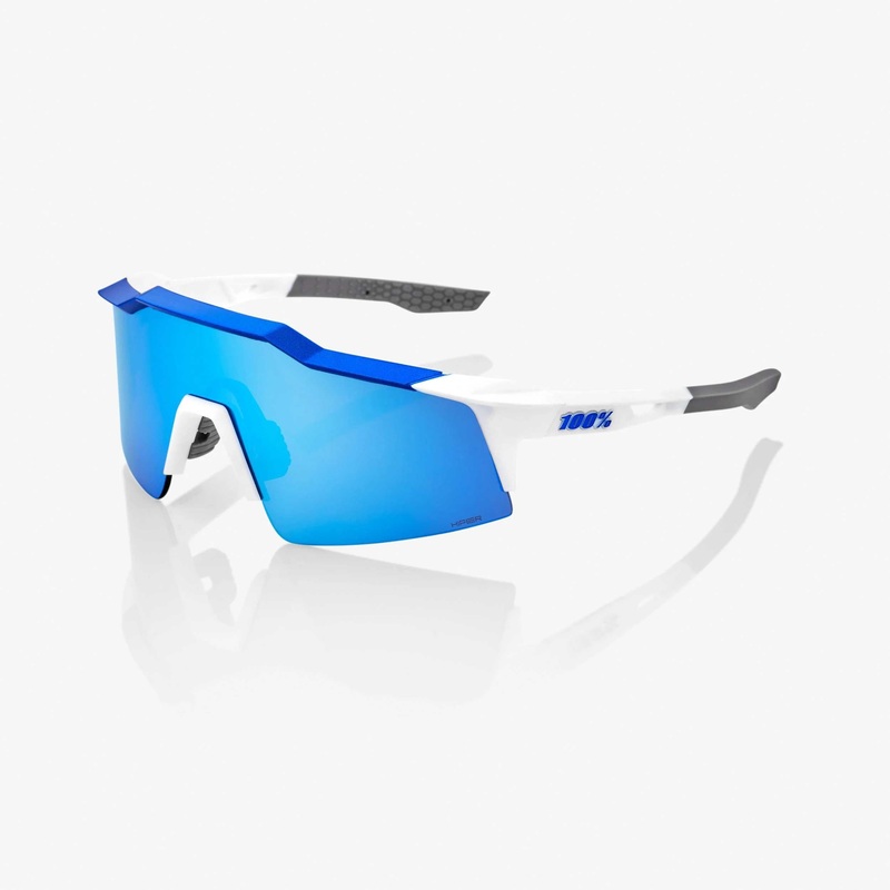 100% Eyewear Speedcraft SL Matte white/Metallic Blue – HiPER blue multilayer mirror lens