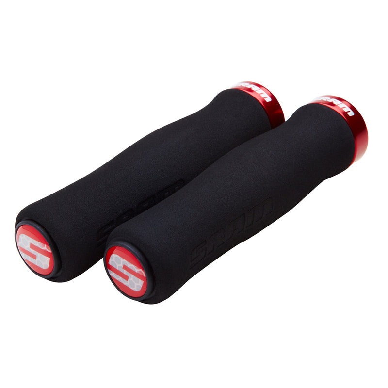 SRAM Foam Contour Lock On Grips 129mm Black/Red Clamps