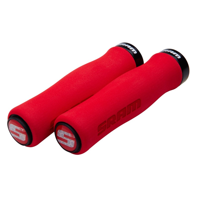 SRAM Foam Contour Lock On Grips 129mm Red/Black Clamps