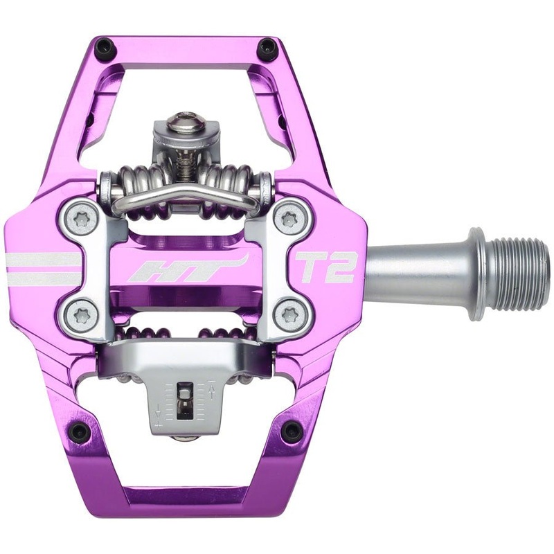 HT Components T2 Pedals – Dual Sided Clipless Platform Aluminum 9/16 Purple