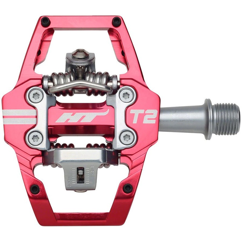 HT Components T2 Pedals – Dual Sided Clipless Platform Aluminum 9/16 Red
