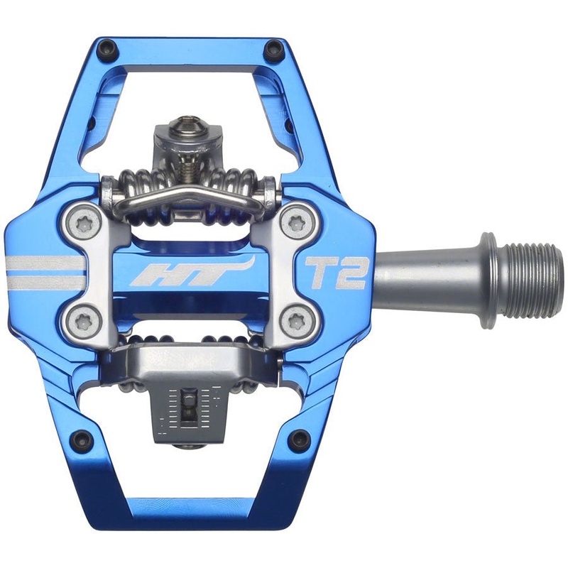 HT Components T2 Pedals – Dual Sided Clipless Platform Aluminum 9/16 Royal Blue