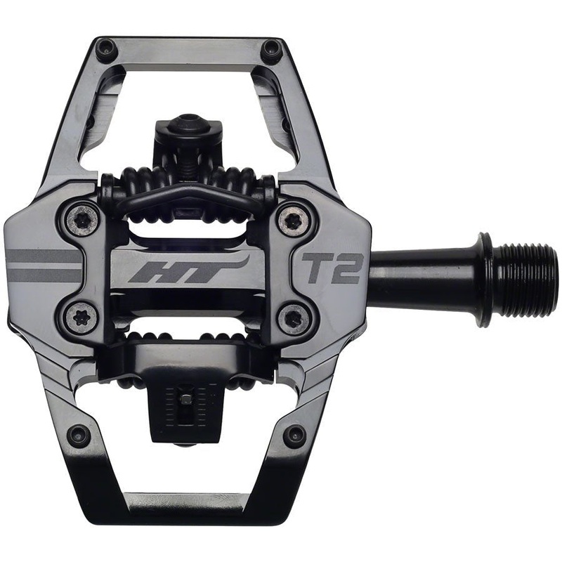 HT Components T2 Pedals – Dual Sided Clipless Platform Aluminum 9/16 Stealth BLK