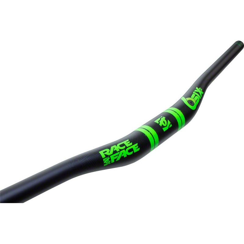 RaceFace SIXC Carbon Handlebars – 35mm Diameter – 820mm Wide – 20mm Rise – Black/Green