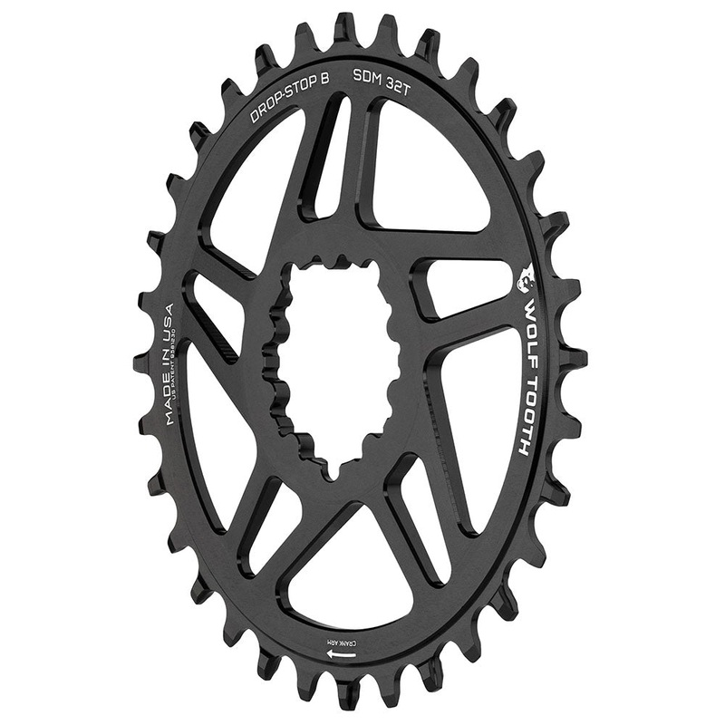 Wolf Tooth Components Chainring – Drop-Stop B – 0mm Offset – SRAM 3-Bolt Direct Mount – 32t – Round – Black
