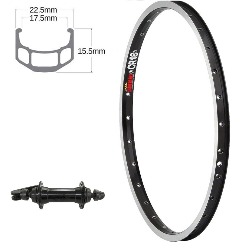 SUN CR-18 700C FRONT WHEEL BLACK ALLOY QR